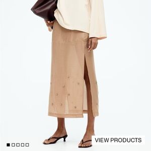 H&M sheer Tan Embellished Skirt